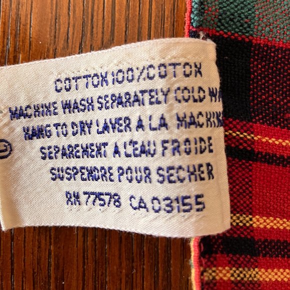 Vintage April Cornell Double Sided Holiday Tablecloth featuring Plaid and Flower - Picture 4 of 9